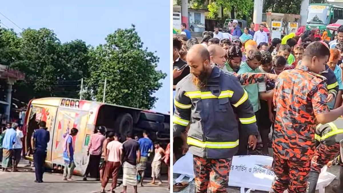 ময়মনসিংহে বাস উল্টে হেল্পার নিহত, আহত ১৯