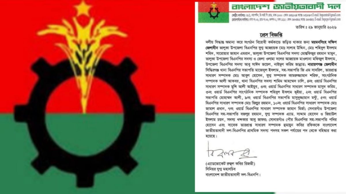 নারায়ণগঞ্জে বিএনপির ২০ নেতা বহিষ্কার