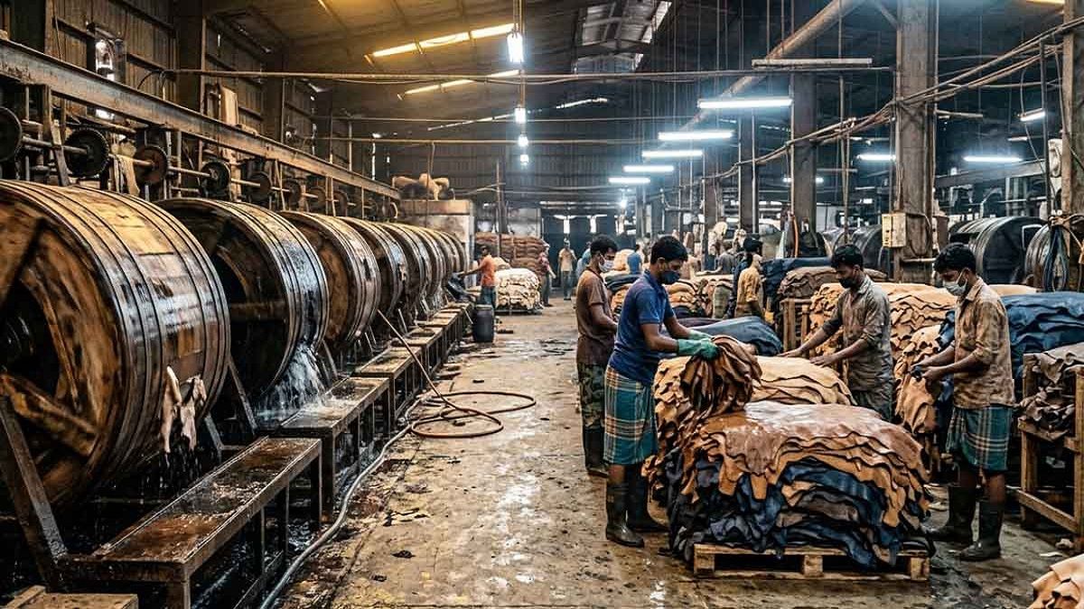 দ্বিমুখী চাপে চামড়া খাত