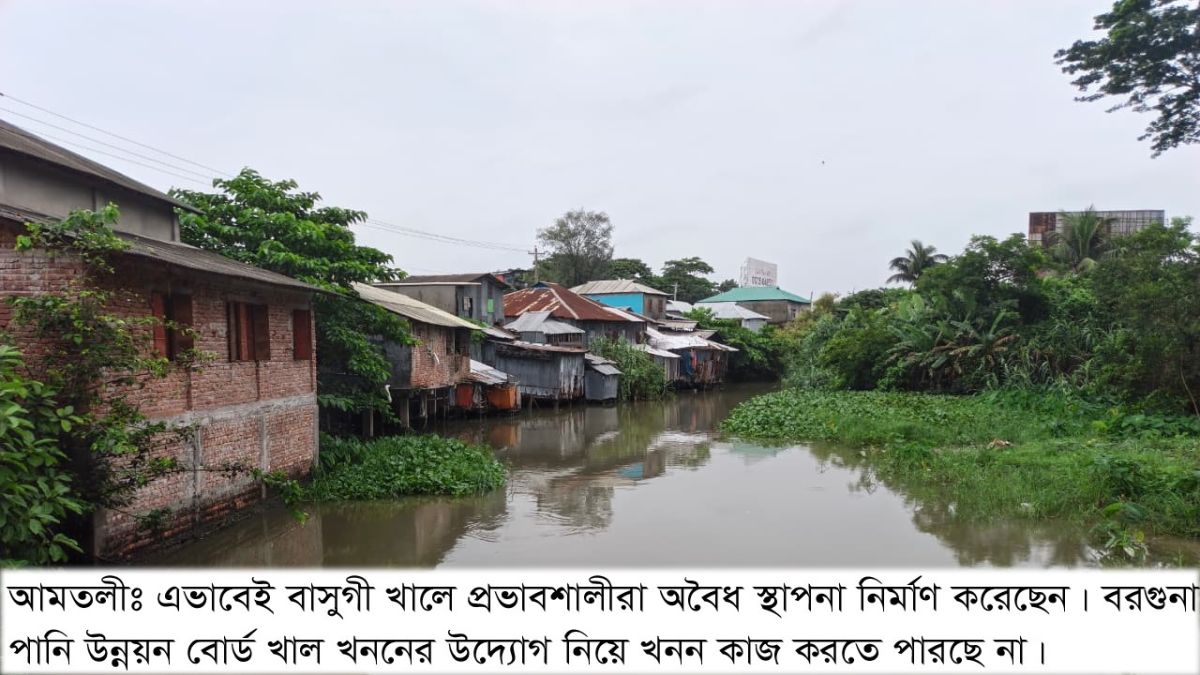 আমতলীতে চাওড়া-বাসুগী  খাল দখলে বন্ধ পানি প্রবাহ